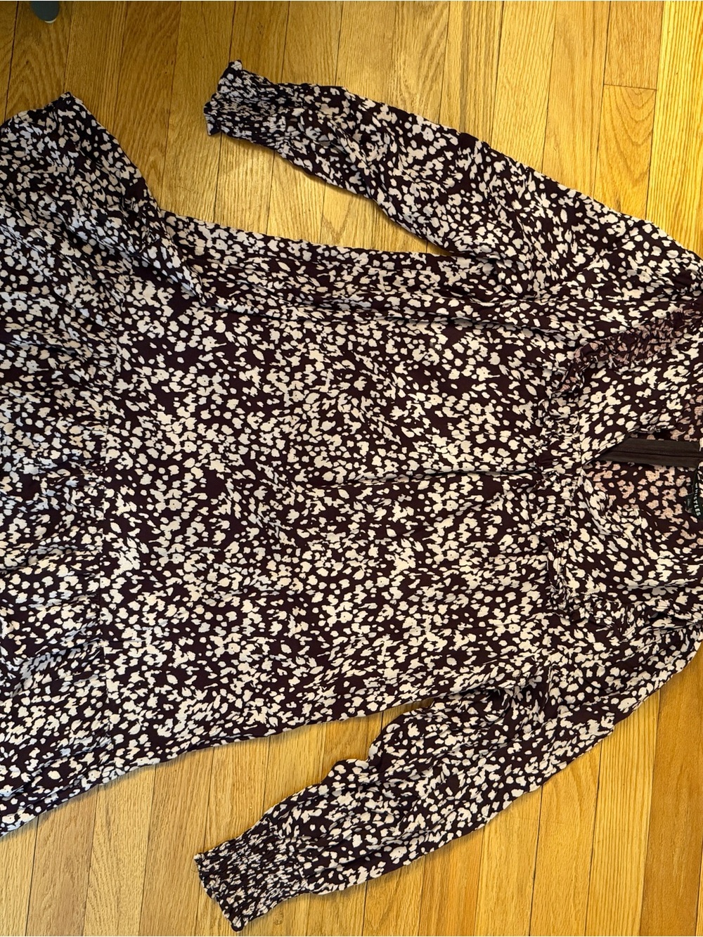 Whistles Burgundy and Lilac Long Sleeve Printed Dress